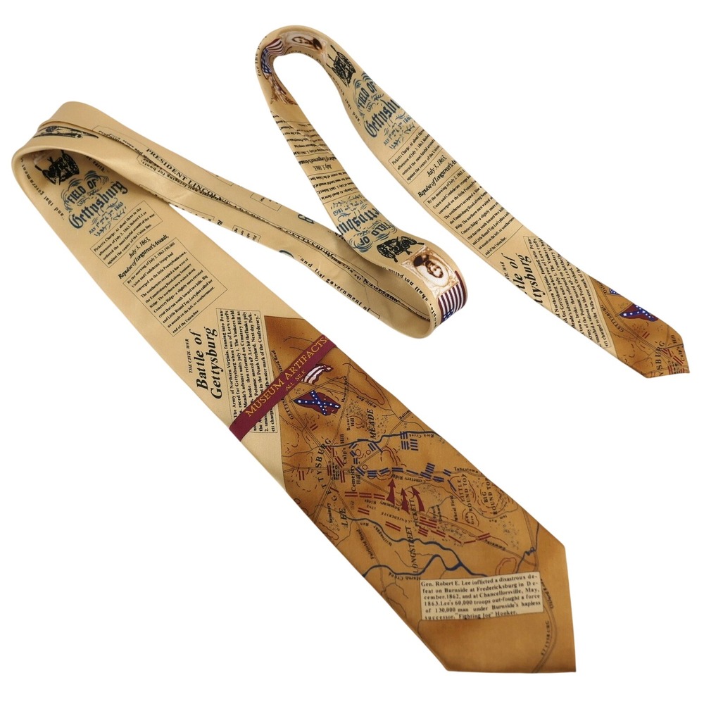 NEW Museum Artifacts Battle of Gettysburg Abraham Lincoln Address Silk Tie NWT